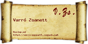 Varró Zsanett névjegykártya